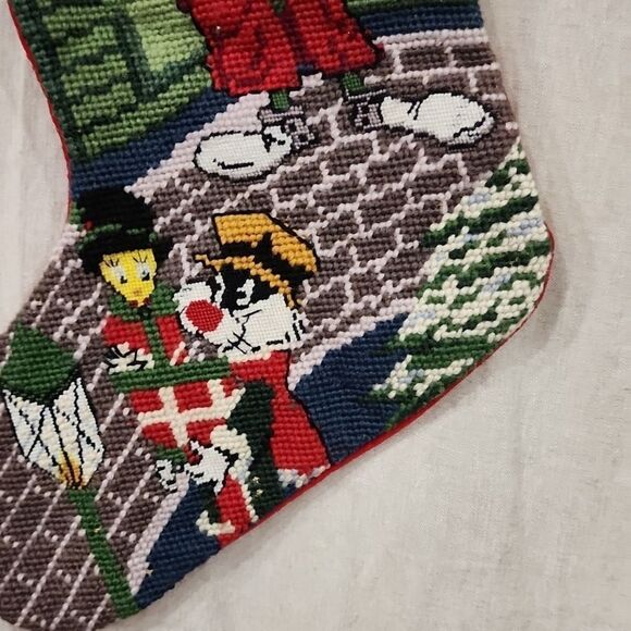 Vintage Needlepoint Looney Tune Christmas Stocking - Picture 8 of 10